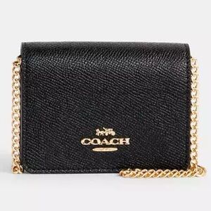 Coach Black wallet Crossbody Bag with removable Gold Chain NEW no tags